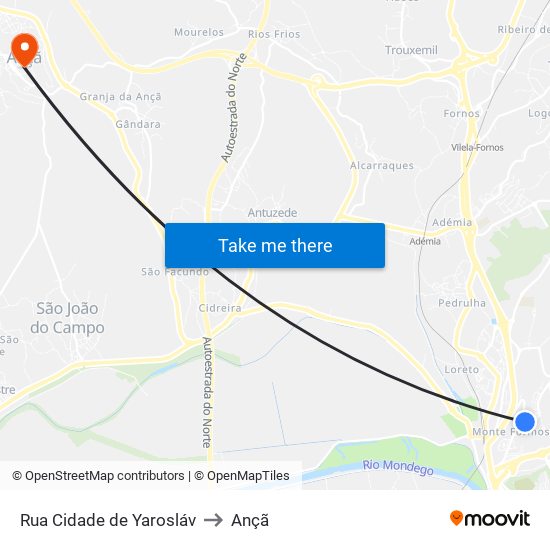 Rua Cidade de Yarosláv to Ançã map