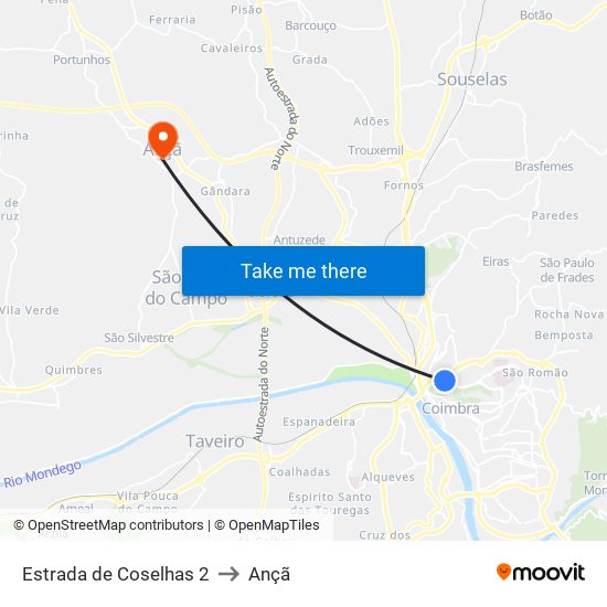 Estrada de Coselhas 2 to Ançã map