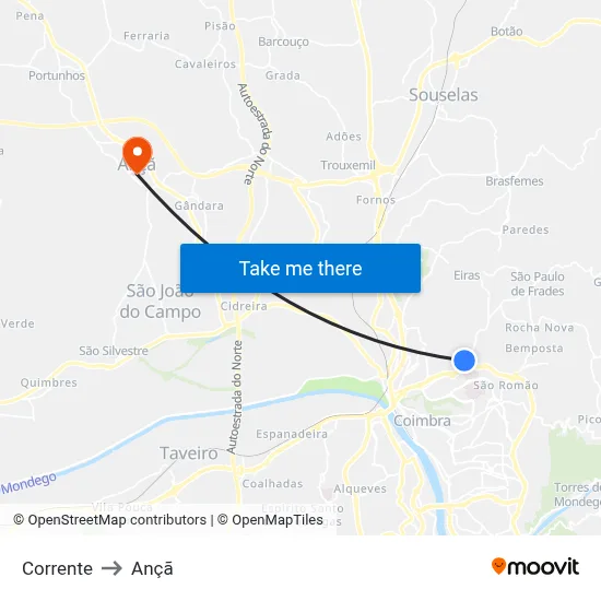 Corrente to Ançã map