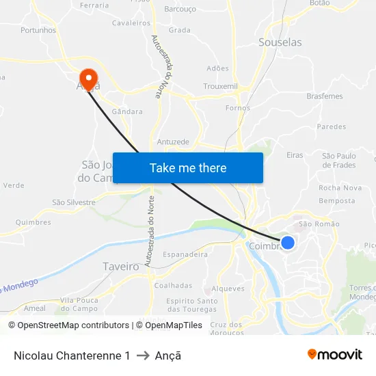 Nicolau Chanterenne 1 to Ançã map
