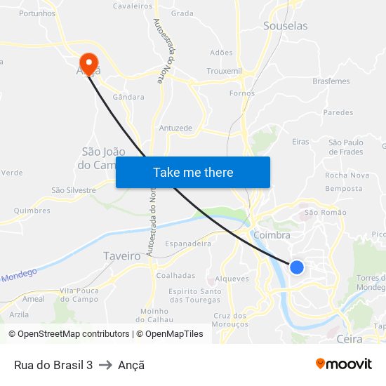 Rua do Brasil 3 to Ançã map