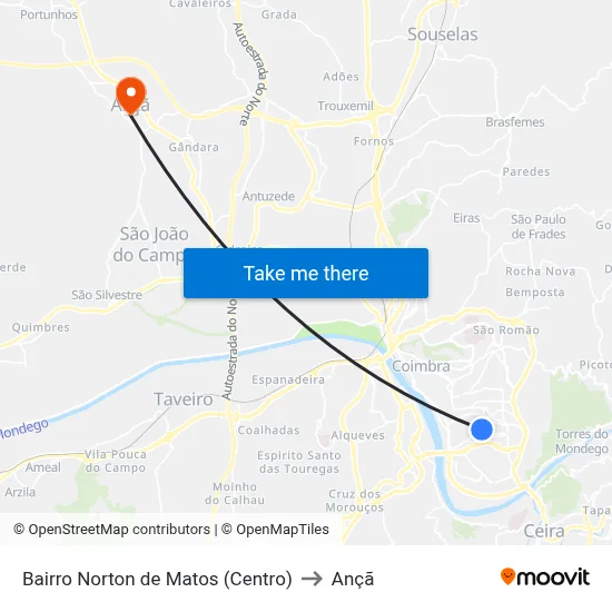 Bairro Norton de Matos (Centro) to Ançã map