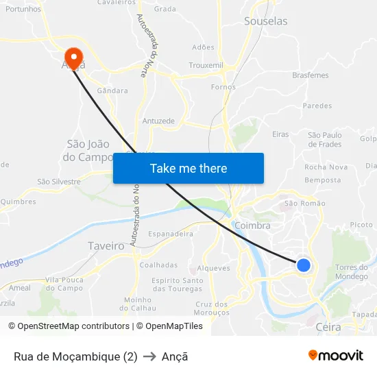 Rua de Moçambique (2) to Ançã map