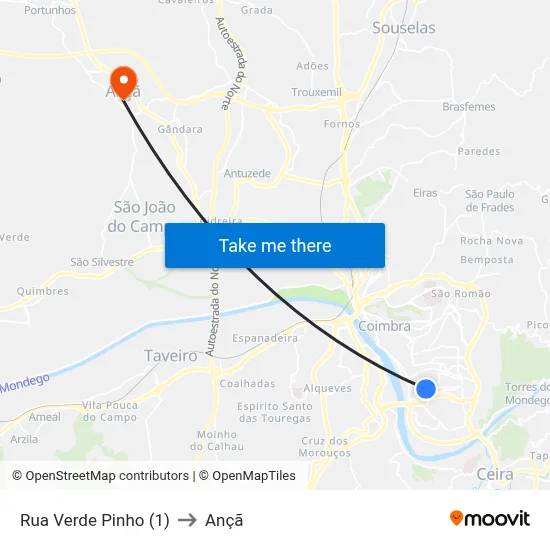 Rua Verde Pinho (1) to Ançã map
