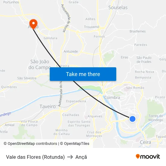 Vale das Flores (Rotunda) to Ançã map