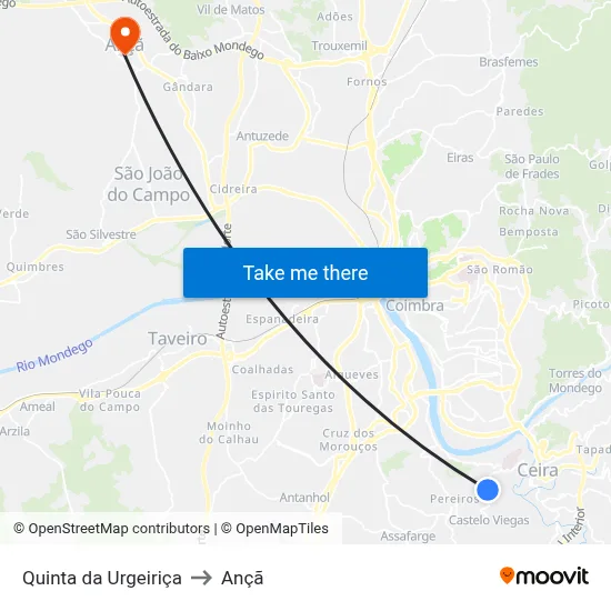 Quinta da Urgeiriça to Ançã map