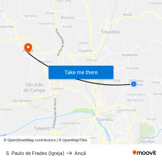 S. Paulo de Frades (Igreja) to Ançã map