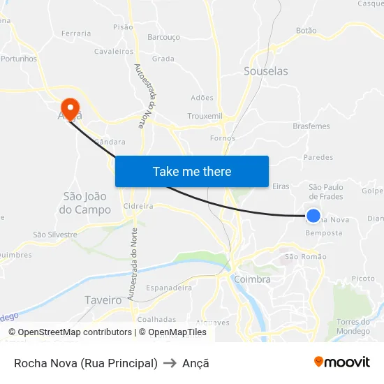 Rocha Nova (Rua Principal) to Ançã map