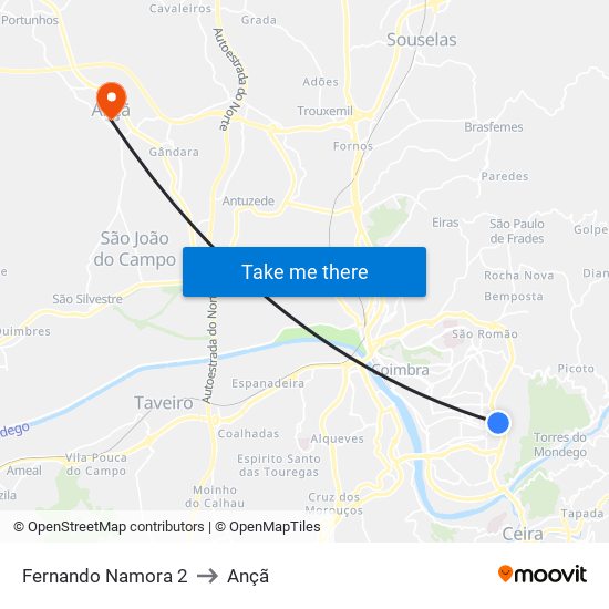 Fernando Namora 2 to Ançã map