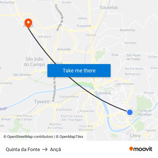 Quinta da Fonte to Ançã map