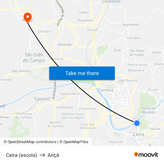 Ceira (escola) to Ançã map