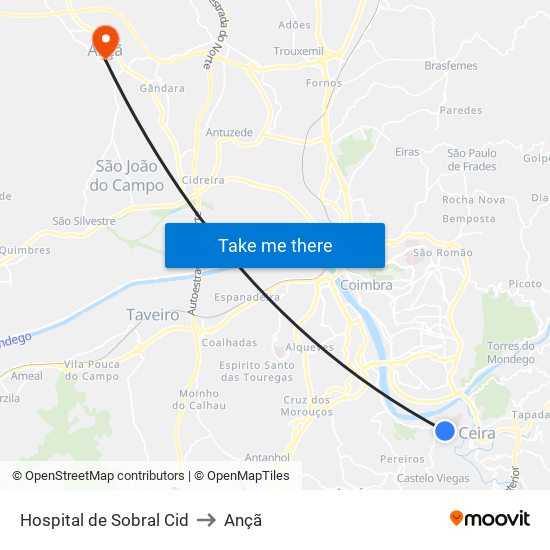 Hospital de Sobral Cid to Ançã map