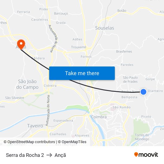 Serra da Rocha 2 to Ançã map