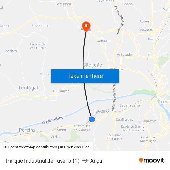 Parque Industrial de Taveiro (1) to Ançã map