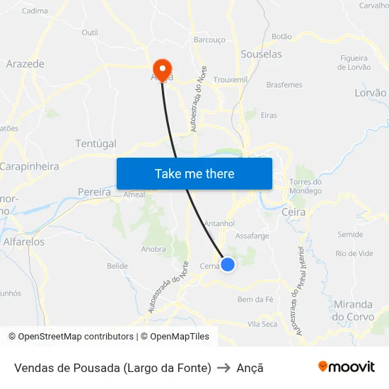 Vendas de Pousada (Largo da Fonte) to Ançã map