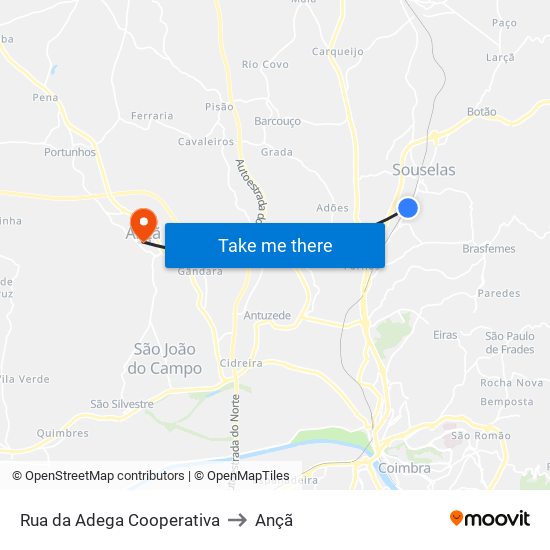 Rua da Adega Cooperativa to Ançã map