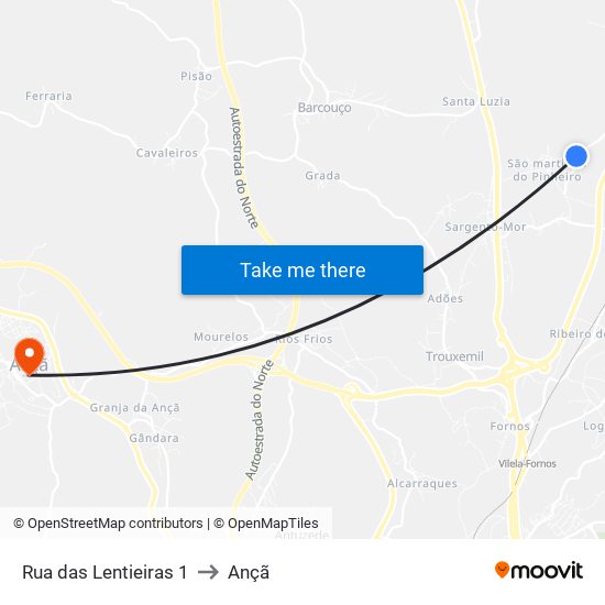 Rua das Lentieiras 1 to Ançã map