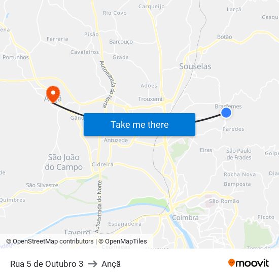 Rua 5 de Outubro 3 to Ançã map