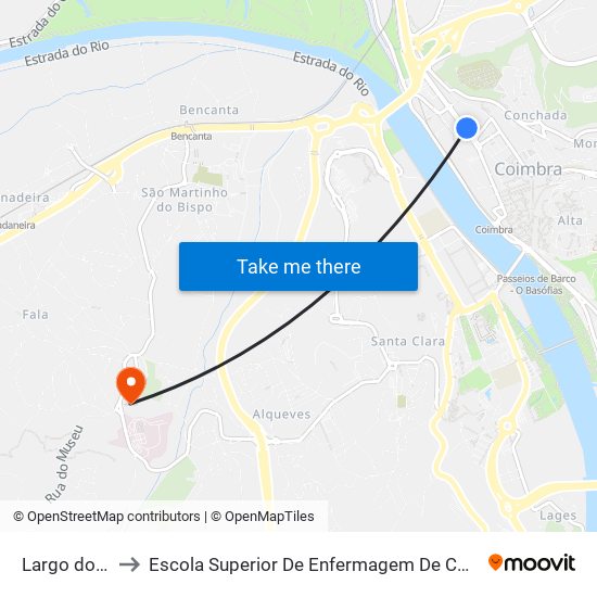 Largo do Arnado to Escola Superior De Enfermagem De Coimbra - Pólo B (Esenfc) map