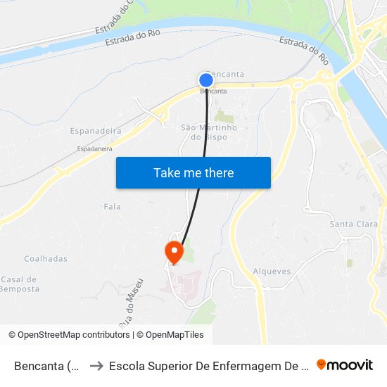 Bencanta (apeadeiro) to Escola Superior De Enfermagem De Coimbra - Pólo B (Esenfc) map