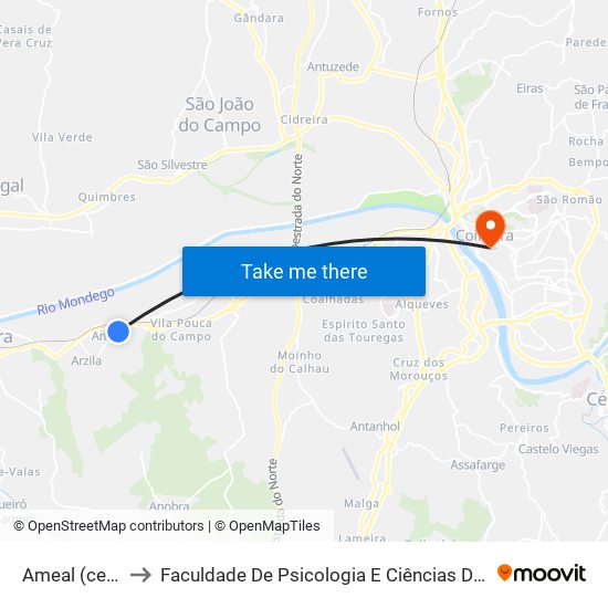 Ameal (centro) to Faculdade De Psicologia E Ciências Da Educação map