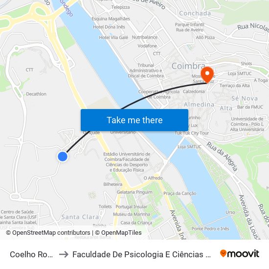 Coelho Rocha 1 to Faculdade De Psicologia E Ciências Da Educação map