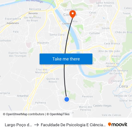 Largo Poço do Mato to Faculdade De Psicologia E Ciências Da Educação map