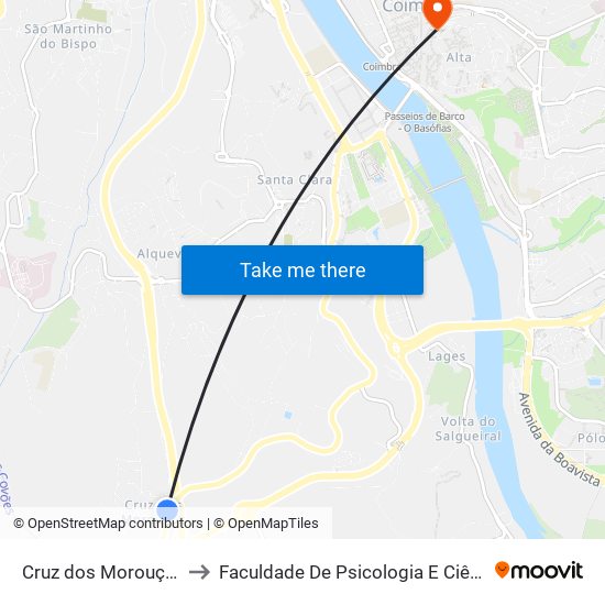 Cruz dos Morouços - rotunda to Faculdade De Psicologia E Ciências Da Educação map