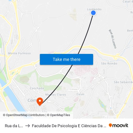 Rua da Lapa to Faculdade De Psicologia E Ciências Da Educação map