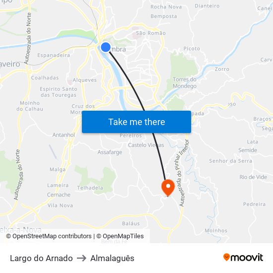 Largo do Arnado to Almalaguês map