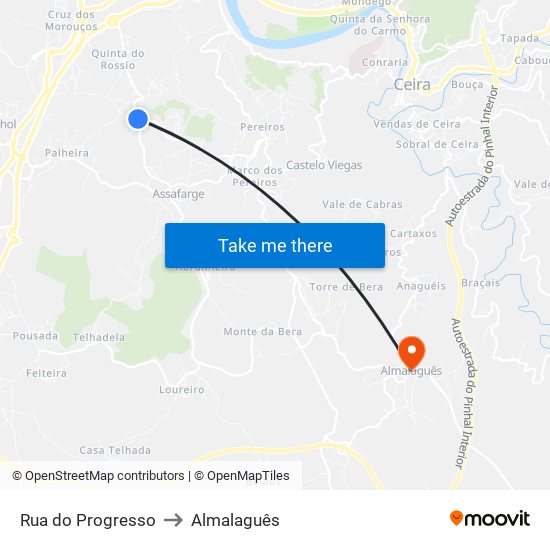 Rua do Progresso to Almalaguês map