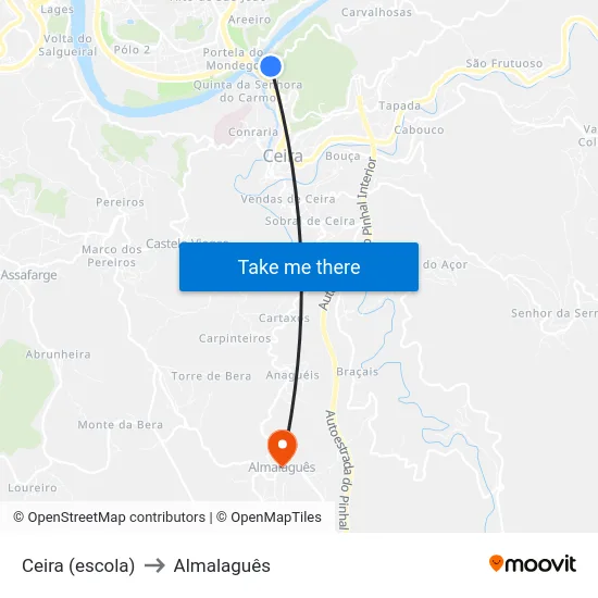 Ceira (escola) to Almalaguês map