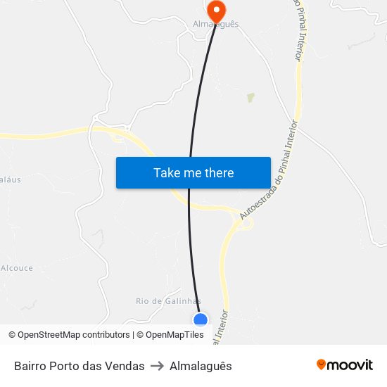 Bairro Porto das Vendas to Almalaguês map