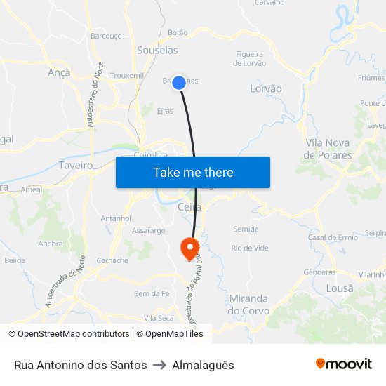 Rua Antonino dos Santos to Almalaguês map