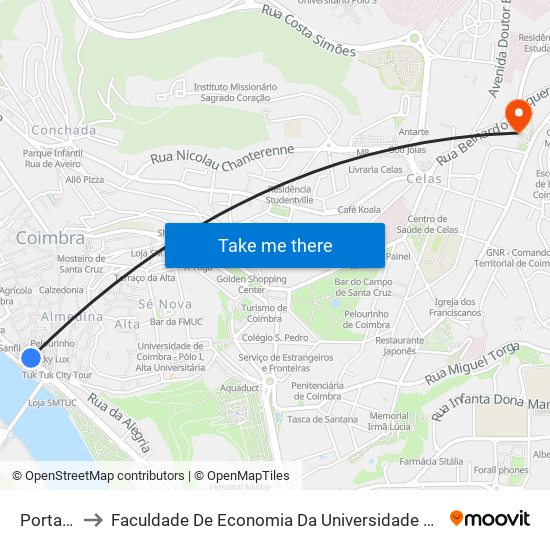 Portagem to Faculdade De Economia Da Universidade De Coimbra (Feuc) map