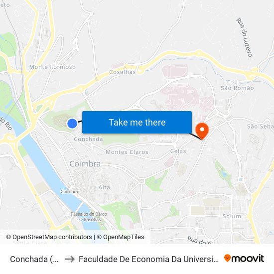 Conchada (cemitério) to Faculdade De Economia Da Universidade De Coimbra (Feuc) map