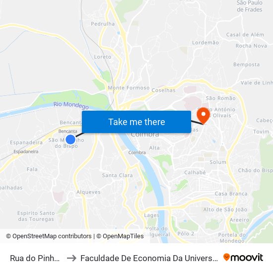 Rua do Pinheiro Manso to Faculdade De Economia Da Universidade De Coimbra (Feuc) map