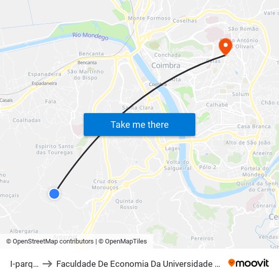 I-parque 2 to Faculdade De Economia Da Universidade De Coimbra (Feuc) map