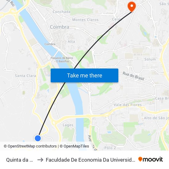 Quinta da Machada to Faculdade De Economia Da Universidade De Coimbra (Feuc) map