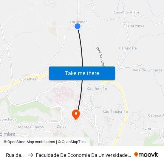 Rua da Lapa to Faculdade De Economia Da Universidade De Coimbra (Feuc) map