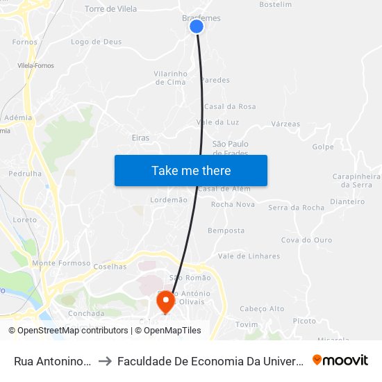 Rua Antonino dos Santos to Faculdade De Economia Da Universidade De Coimbra (Feuc) map