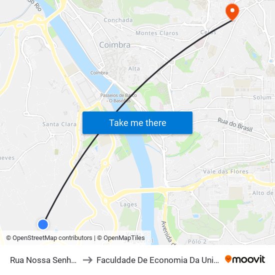 Rua Nossa Senhora das Victórias to Faculdade De Economia Da Universidade De Coimbra (Feuc) map