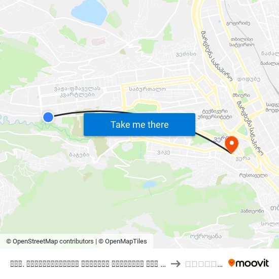 სახ. უნივერსიტეტის მაღლივი კორპუსის წინ Id:3792 to თბილისი map