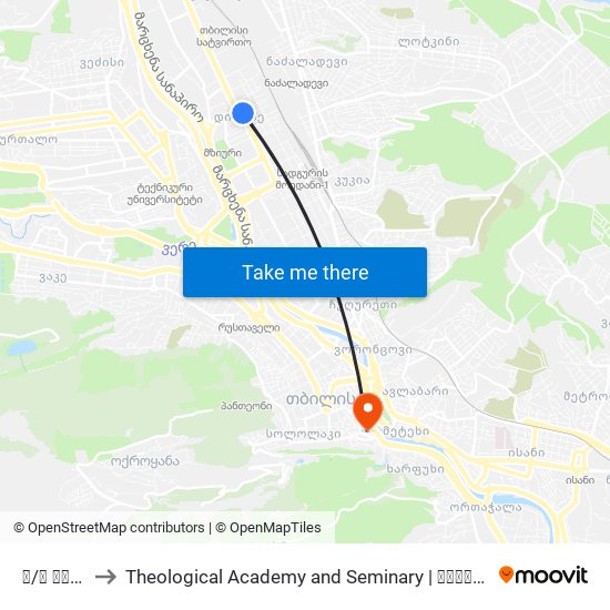 მ/ს წერეთელი to Theological Academy and Seminary | სასულიერო აკადემია და სემინარია map