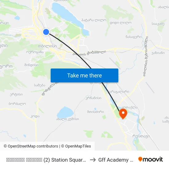 სადგურის მოედანი (2) Station Square (2) - Id:799 to Gff Academy Rustavi map