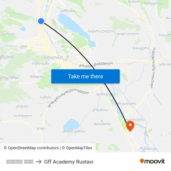 ჩალაძეს ქუჩა to Gff Academy Rustavi map