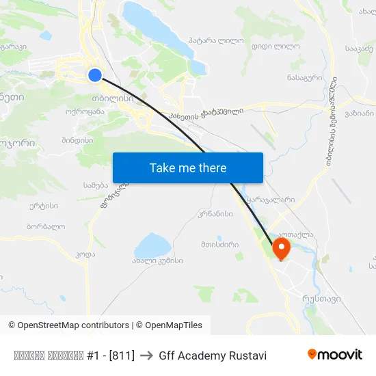 გმირთა მოედანი #1 - [811] to Gff Academy Rustavi map