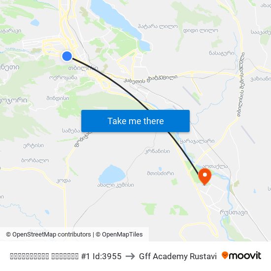 სახელმწიფო უნივერსიტეტი - [3956] to Gff Academy Rustavi map
