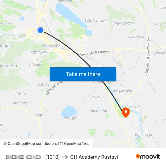 სააკაძის მოედანი   - [1010] to Gff Academy Rustavi map