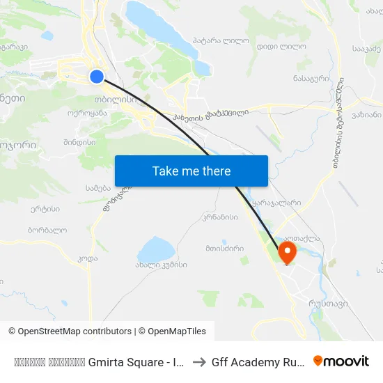 გმირთა მოედანი Gmirta Square - Id:3558 to Gff Academy Rustavi map